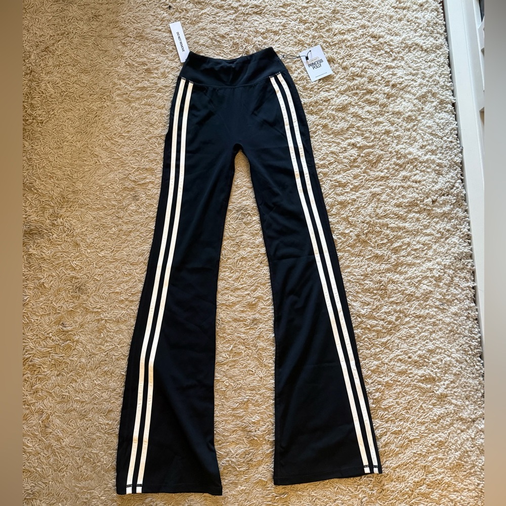 Princess Polly Black Leggings with White Stripes